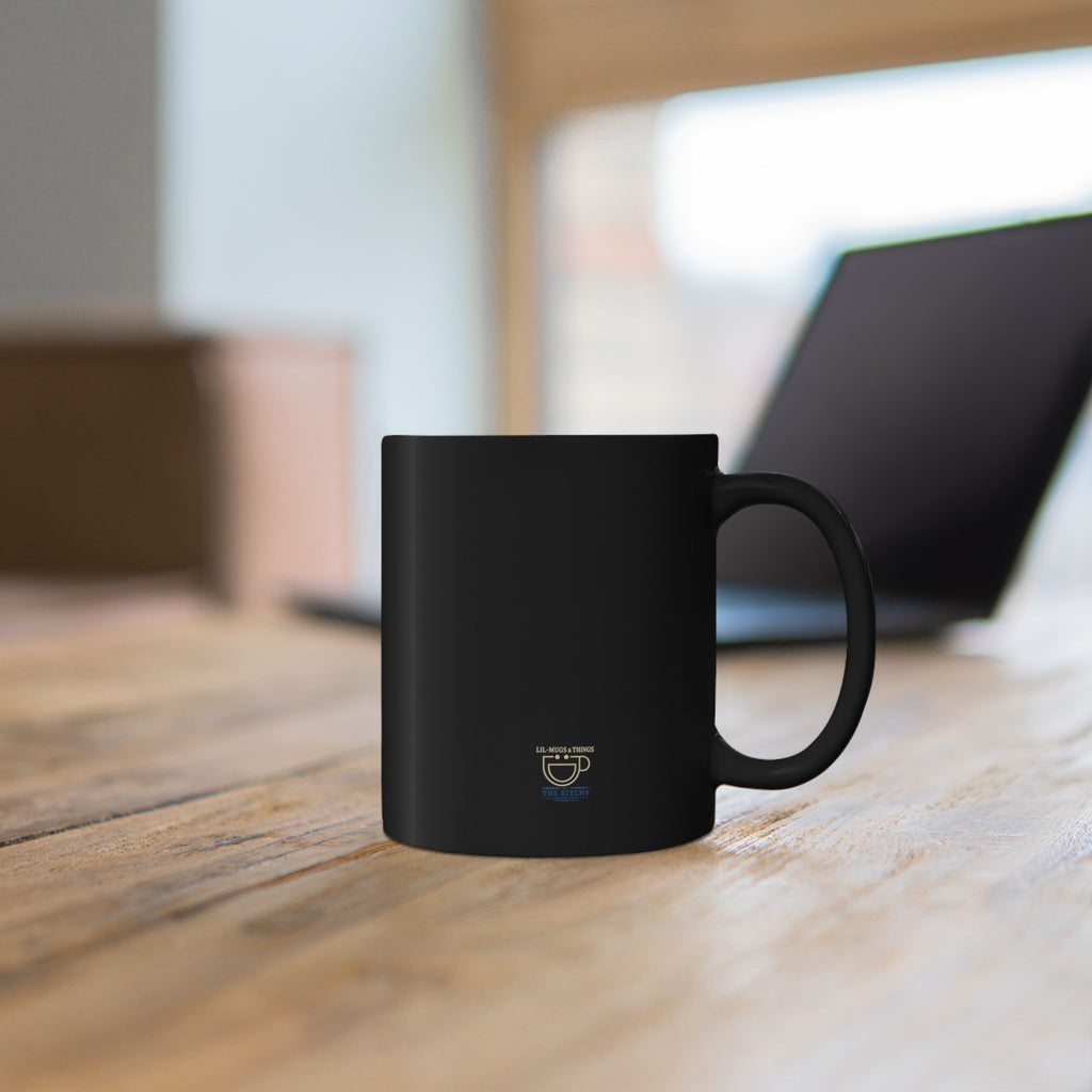 Black Coffee Mug with Small Logo — 11oz & 15oz Ceramic