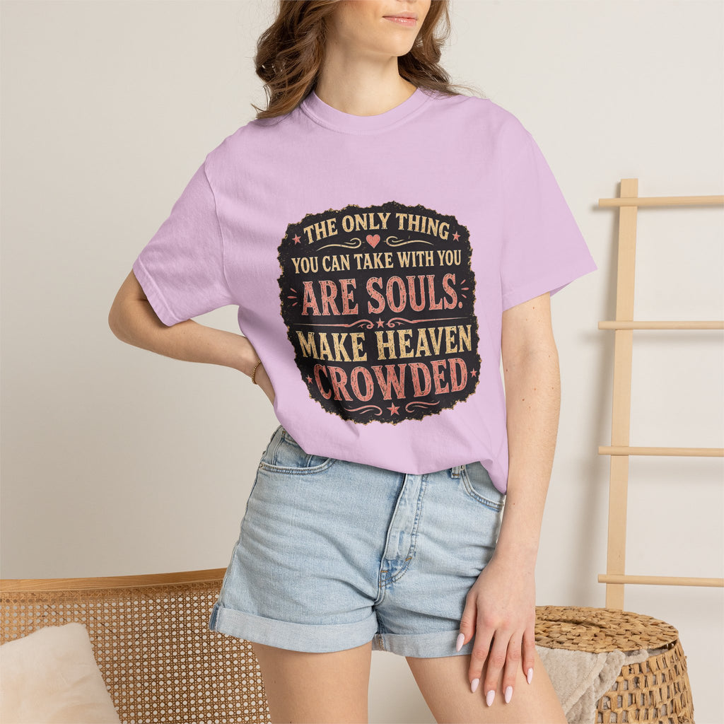 Chick-Shirts — “Make Heaven Crowded” Cross and Dove Inspirational Tee