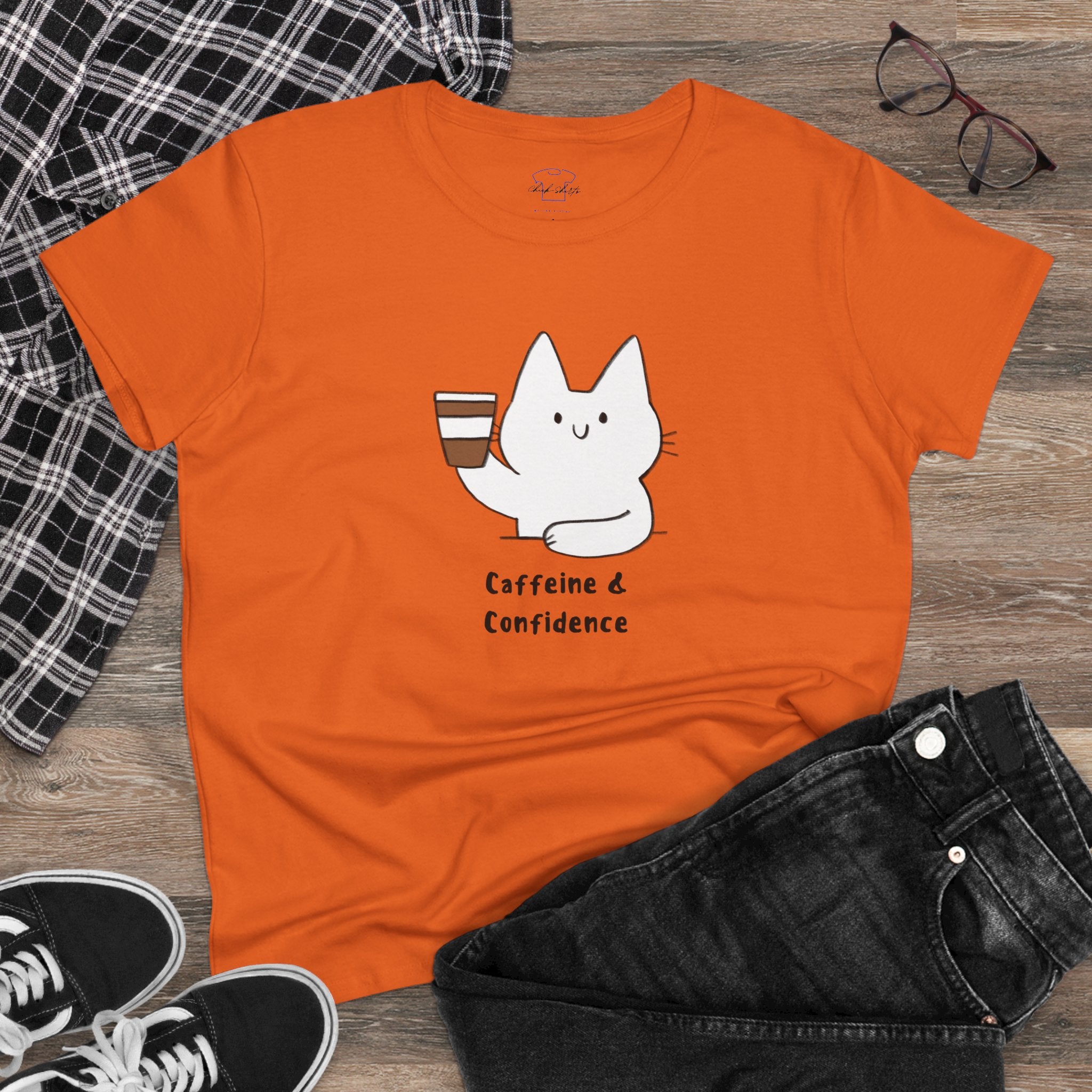 Caffeine & Confidence ~ Women's Midweight Cotton Tee