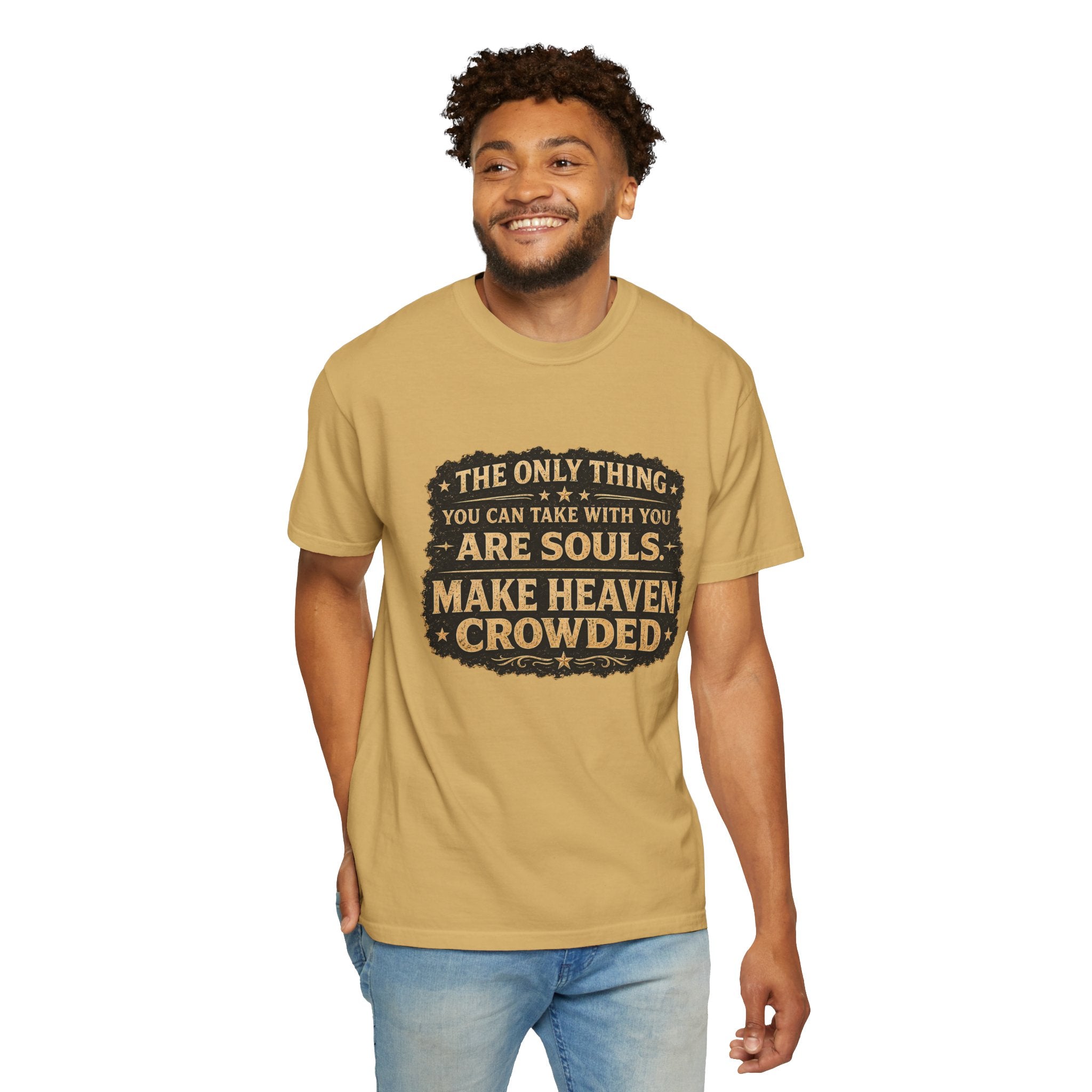 Dude-Shirts — “Make Heaven Crowded” Cross & Dove Inspirational Tee
