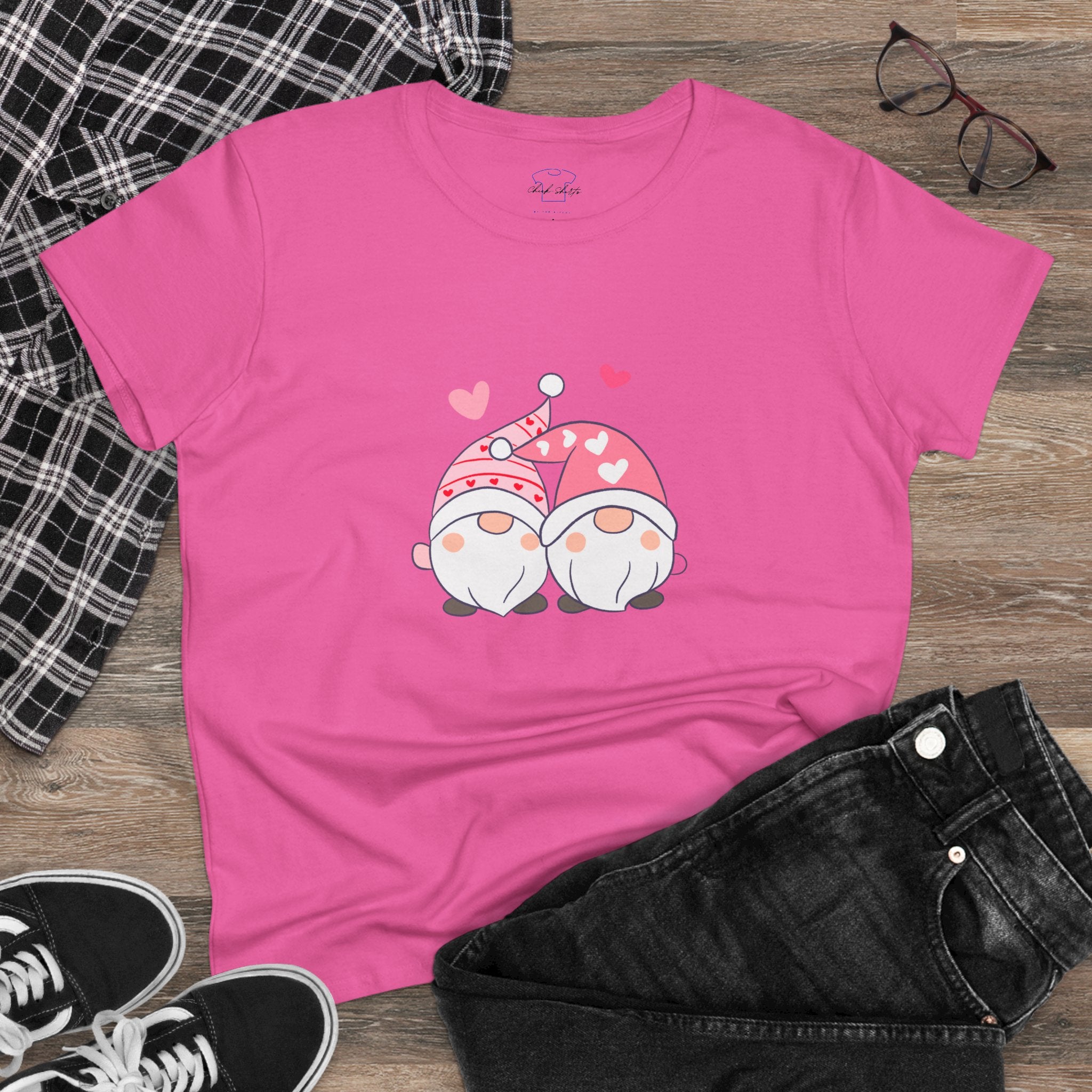 Gnome Couple Love ~ Women's Midweight Cotton Tee