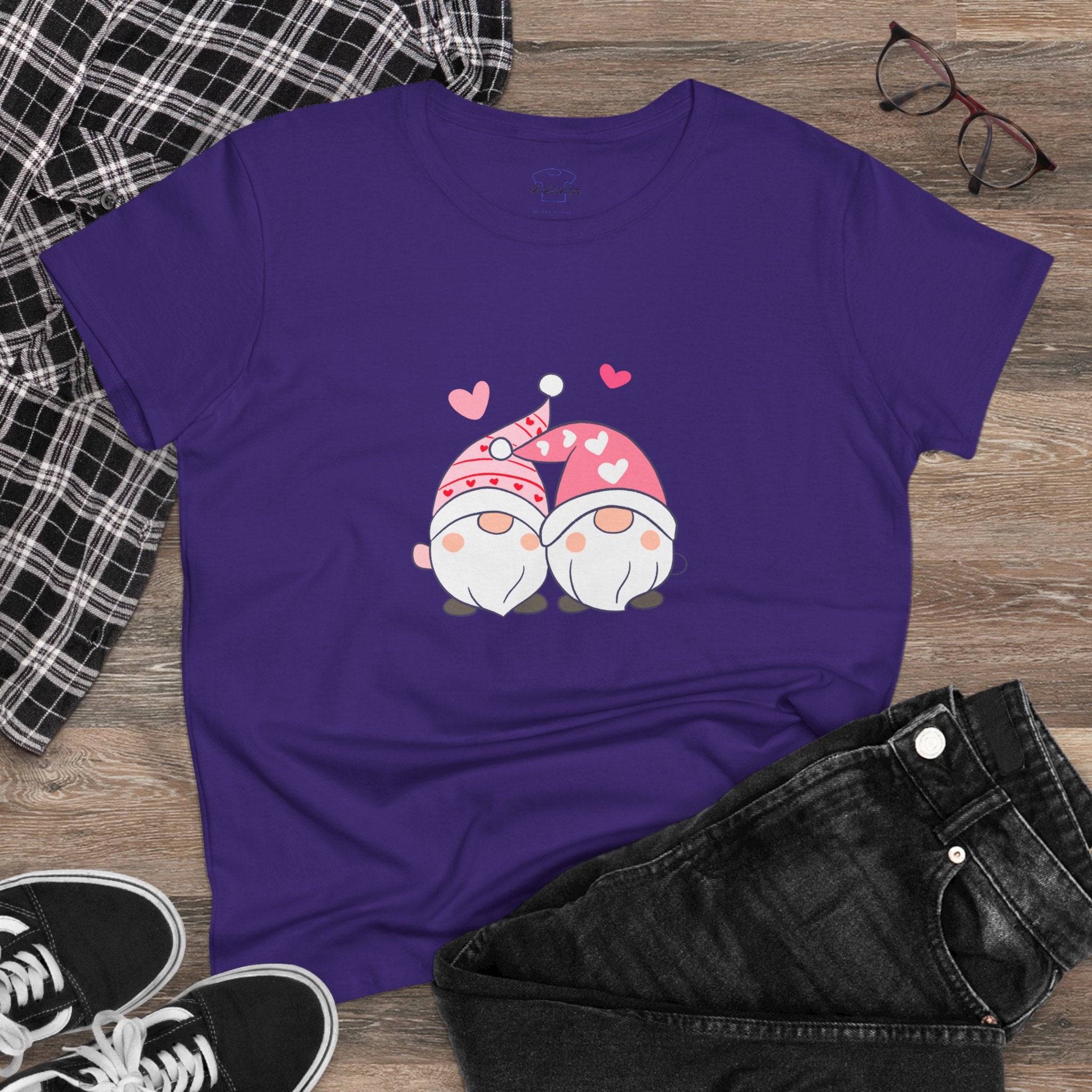 Gnome Couple Love ~ Women's Midweight Cotton Tee