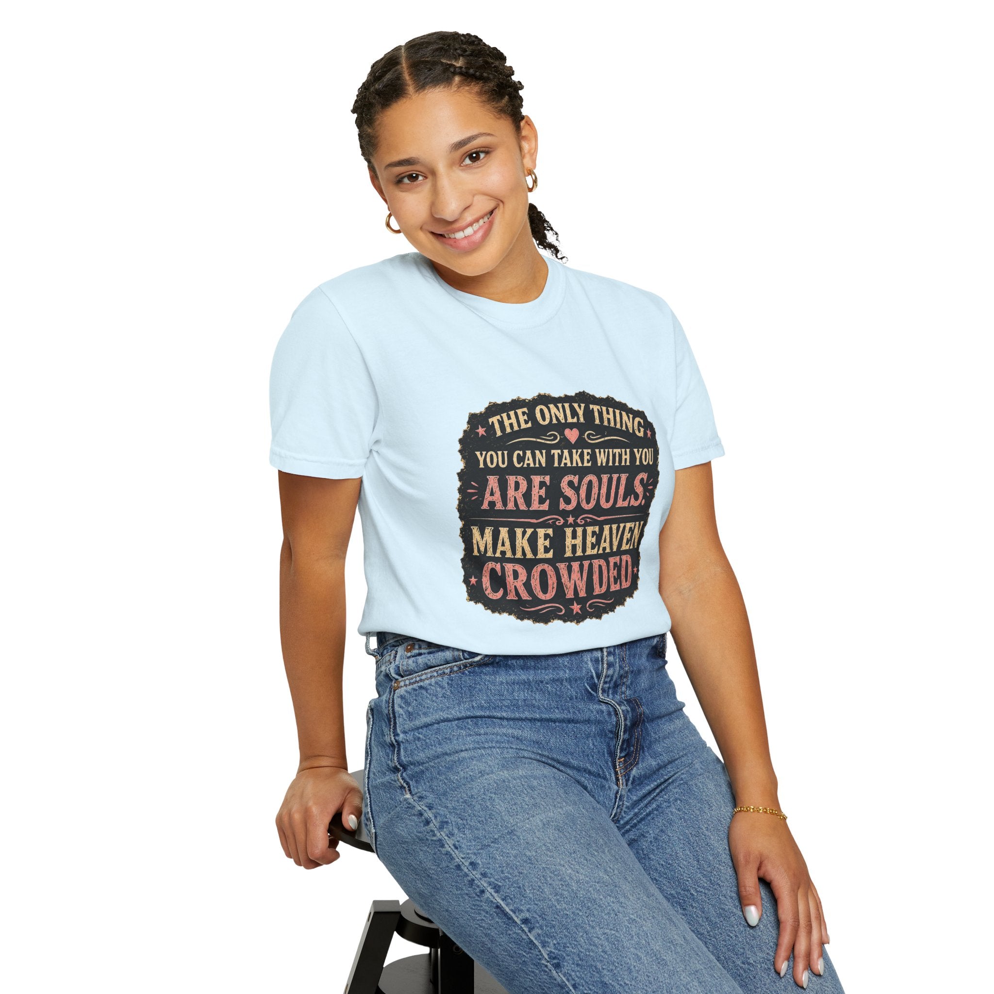 Chick-Shirts — “Make Heaven Crowded” Cross and Dove Inspirational Tee