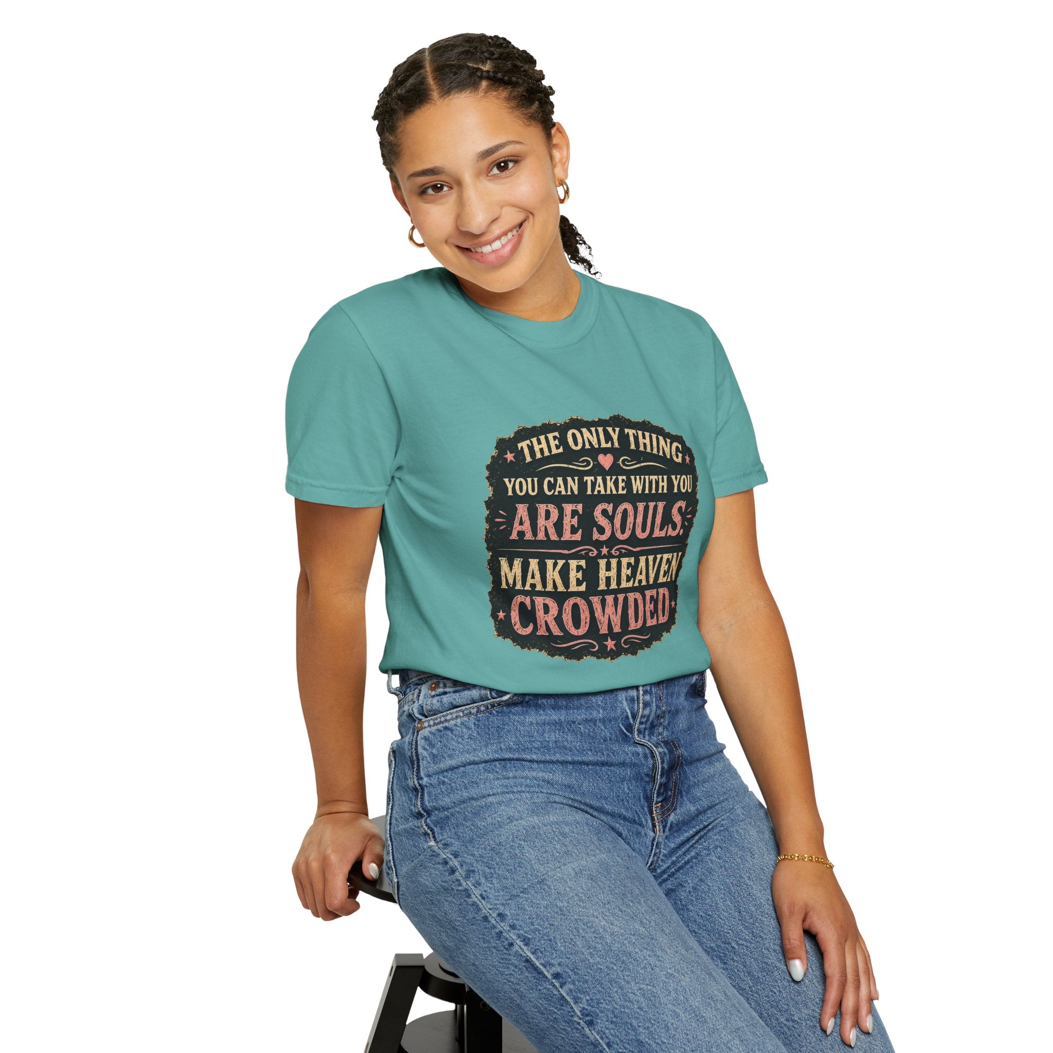 Chick-Shirts — “Make Heaven Crowded” Cross and Dove Inspirational Tee