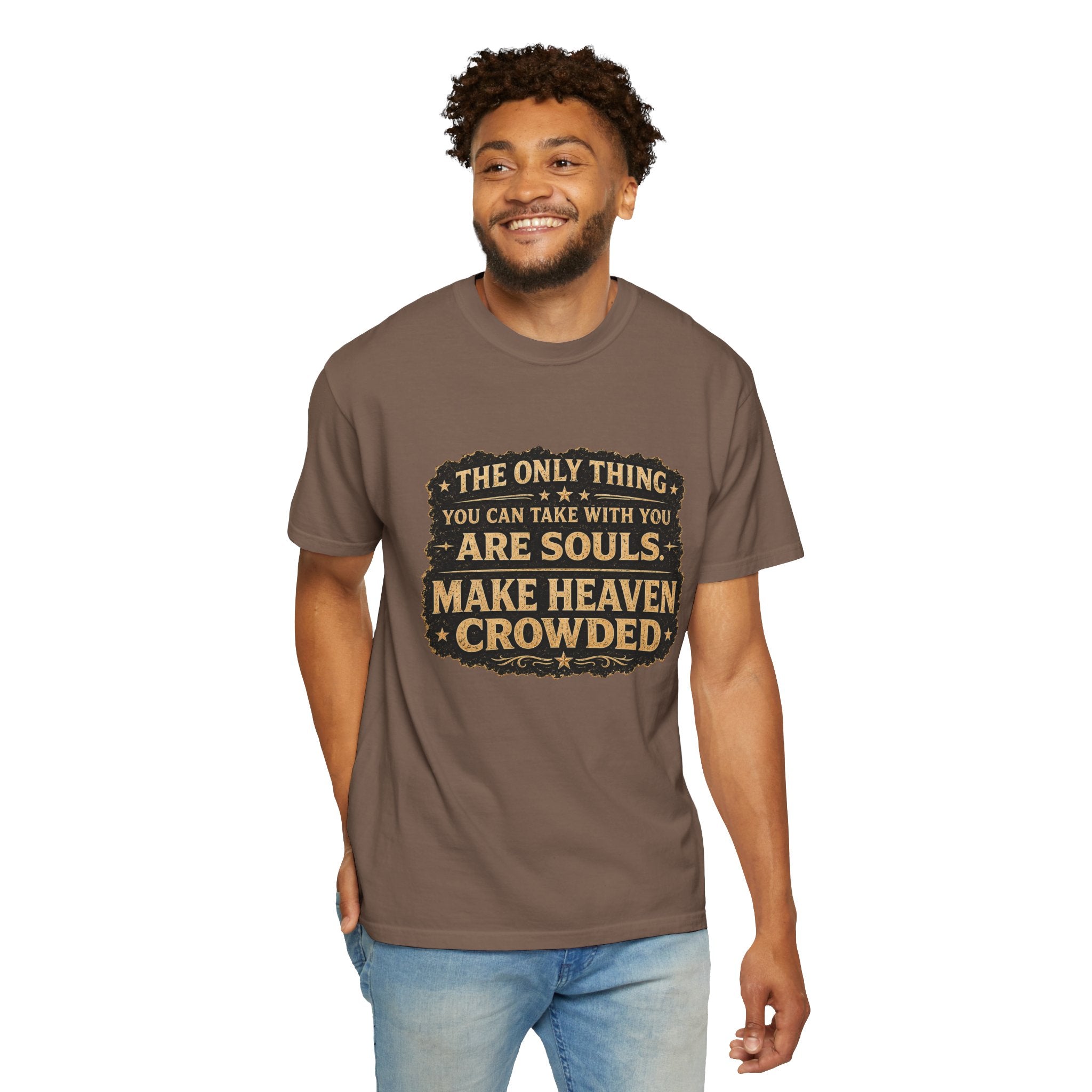 Dude-Shirts — “Make Heaven Crowded” Cross & Dove Inspirational Tee