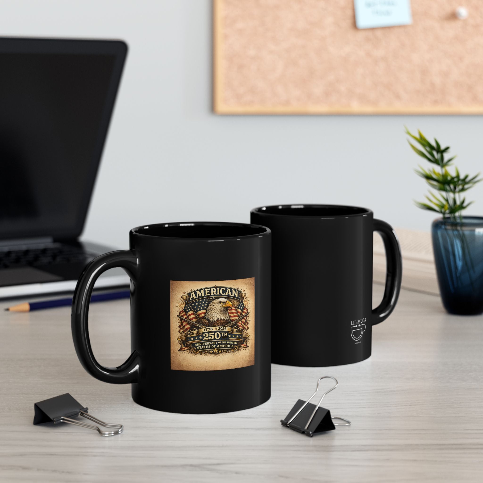 Lil-Mugs AMERICAN 250th Black Mug (11oz & 15oz)