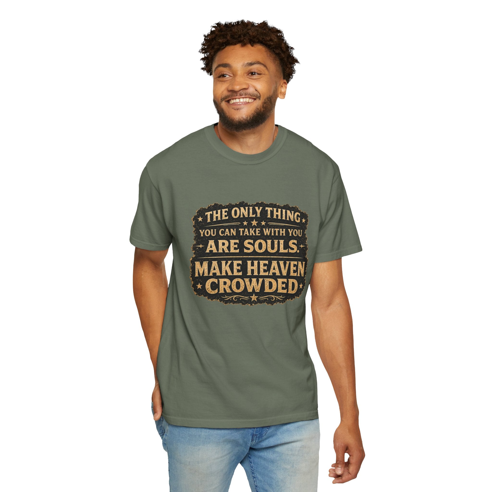 Dude-Shirts — “Make Heaven Crowded” Cross & Dove Inspirational Tee