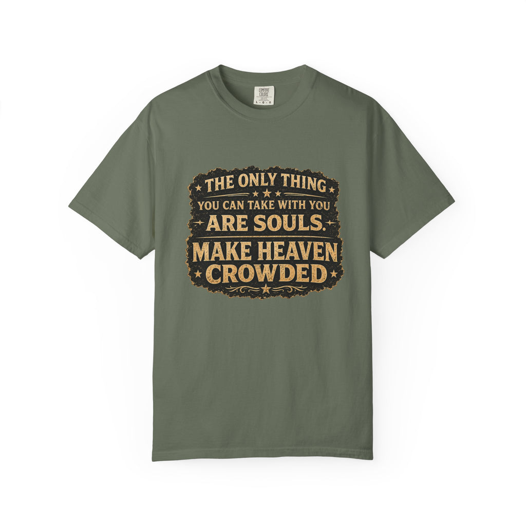 Dude-Shirts — “Make Heaven Crowded” Cross & Dove Inspirational Tee