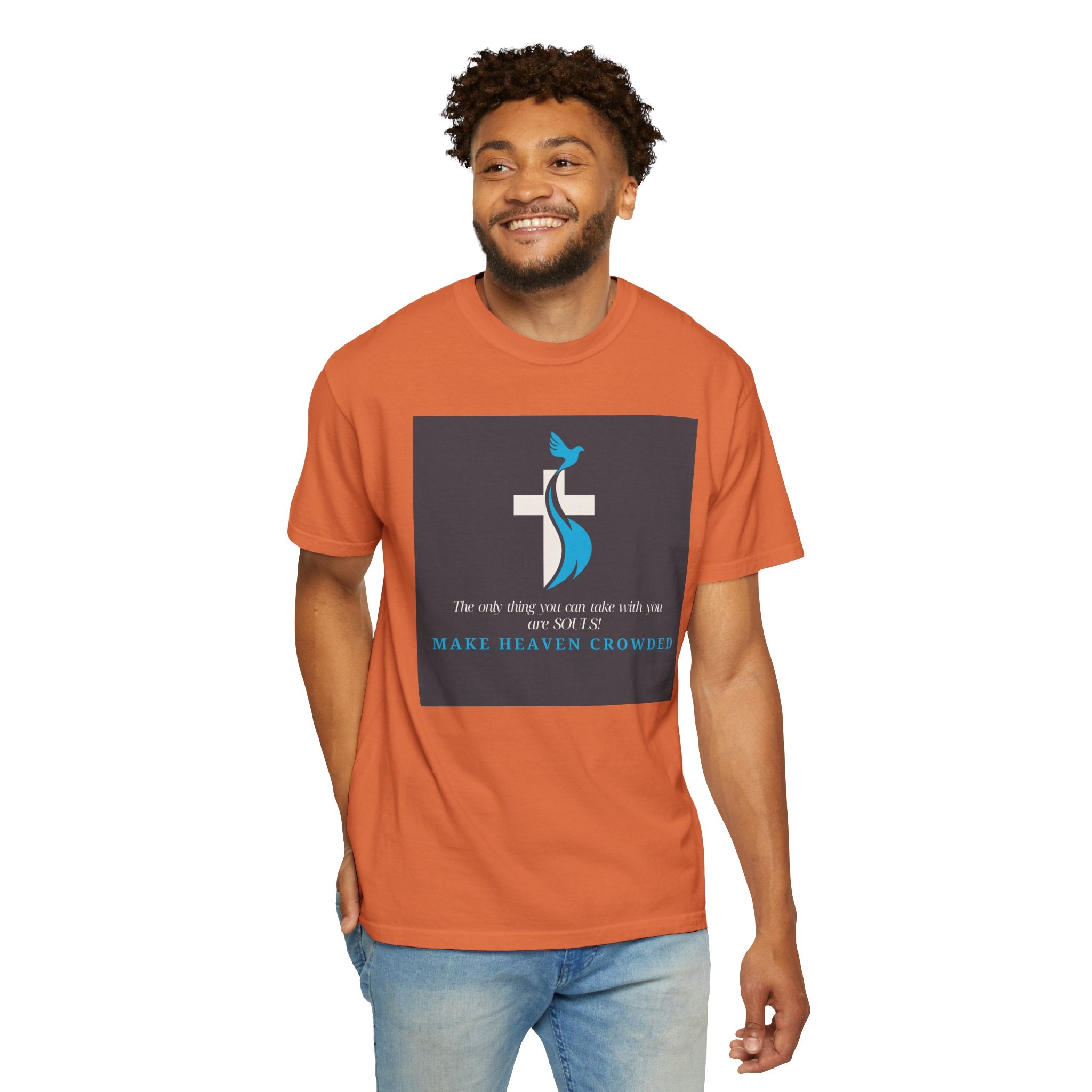Dude-Shirts — “Make Heaven Crowded” Cross & Dove Inspirational Tee