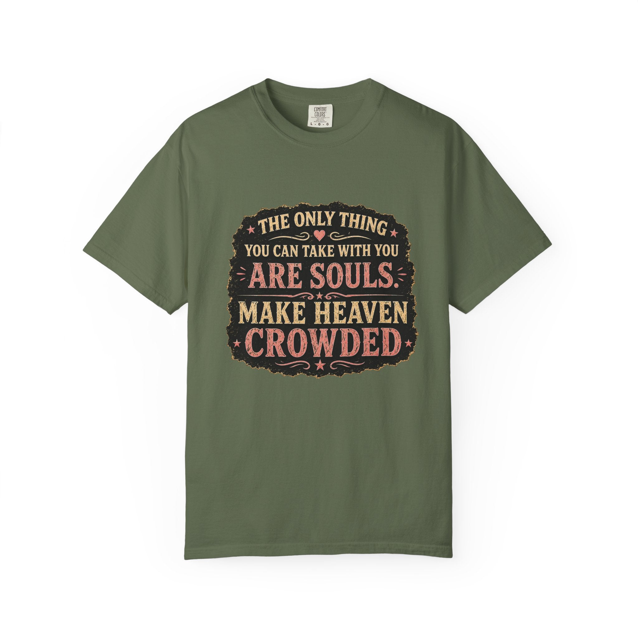 Chick-Shirts — “Make Heaven Crowded” Cross and Dove Inspirational Tee