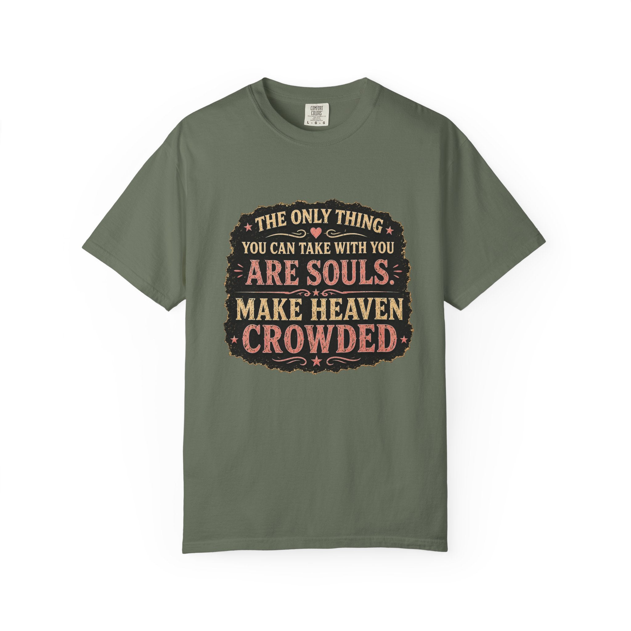 Chick-Shirts — “Make Heaven Crowded” Cross and Dove Inspirational Tee
