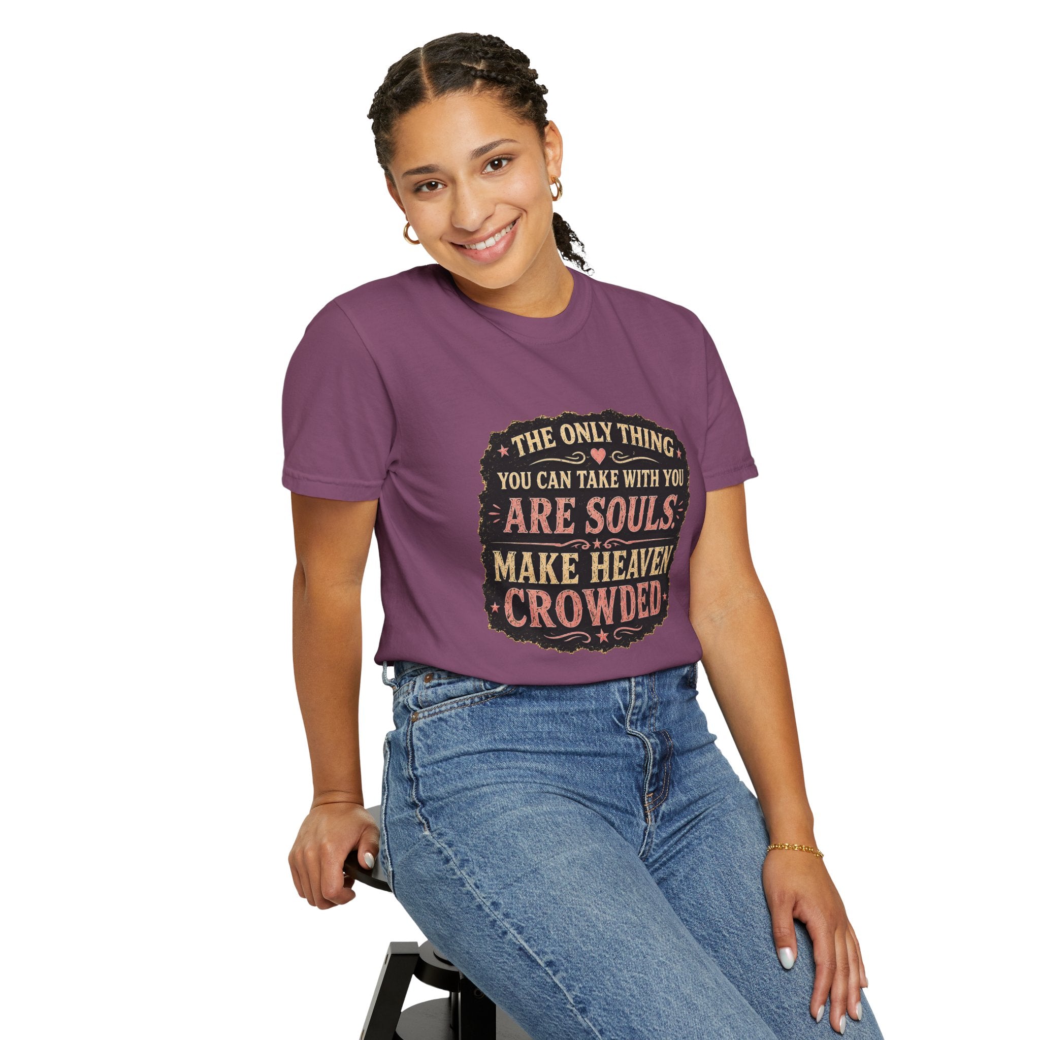 Chick-Shirts — “Make Heaven Crowded” Cross and Dove Inspirational Tee