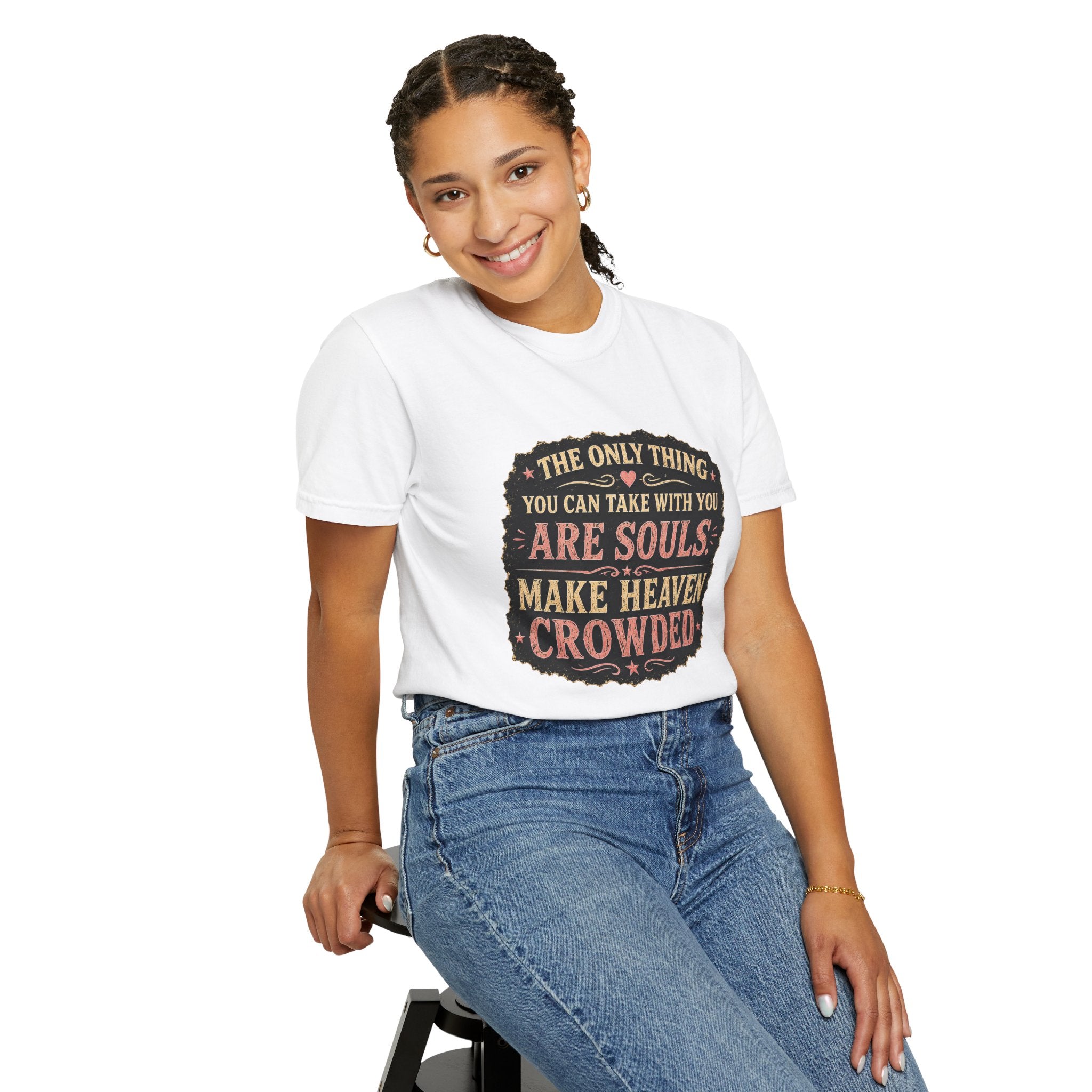 Chick-Shirts — “Make Heaven Crowded” Cross and Dove Inspirational Tee