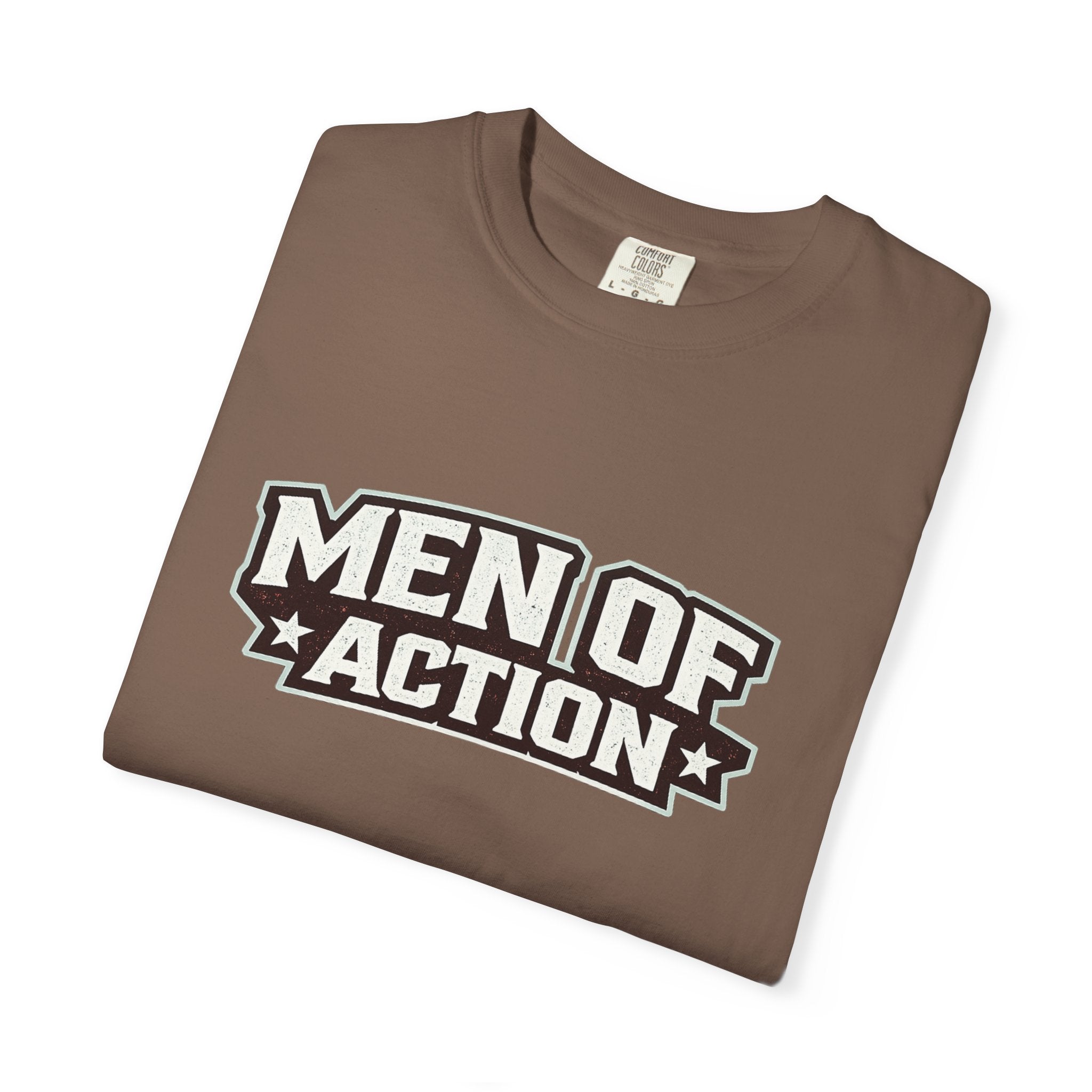 Dude-Shirts ~ Men of Action — Vintage Athletic Logo Tee