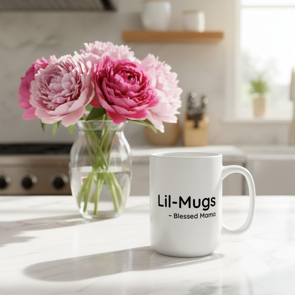 Lil-Mugs Blessed Mama ~ 15oz White Ceramic Mug
