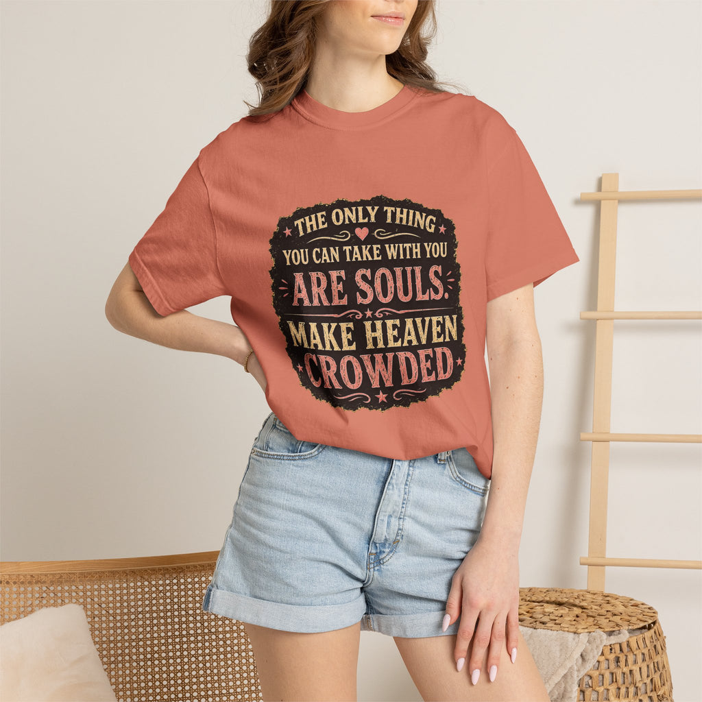 Chick-Shirts — “Make Heaven Crowded” Cross and Dove Inspirational Tee