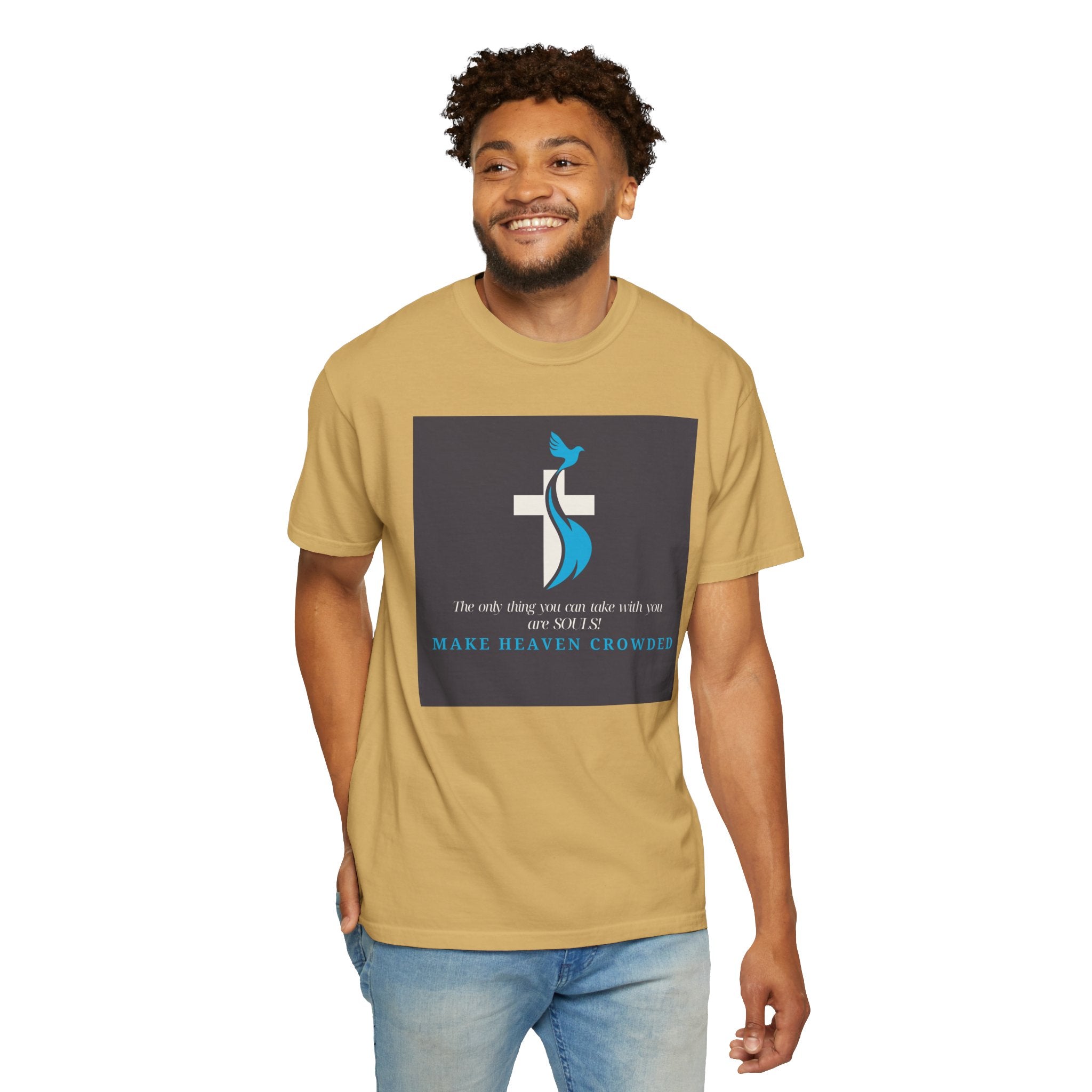 Dude-Shirts — “Make Heaven Crowded” Cross & Dove Inspirational Tee