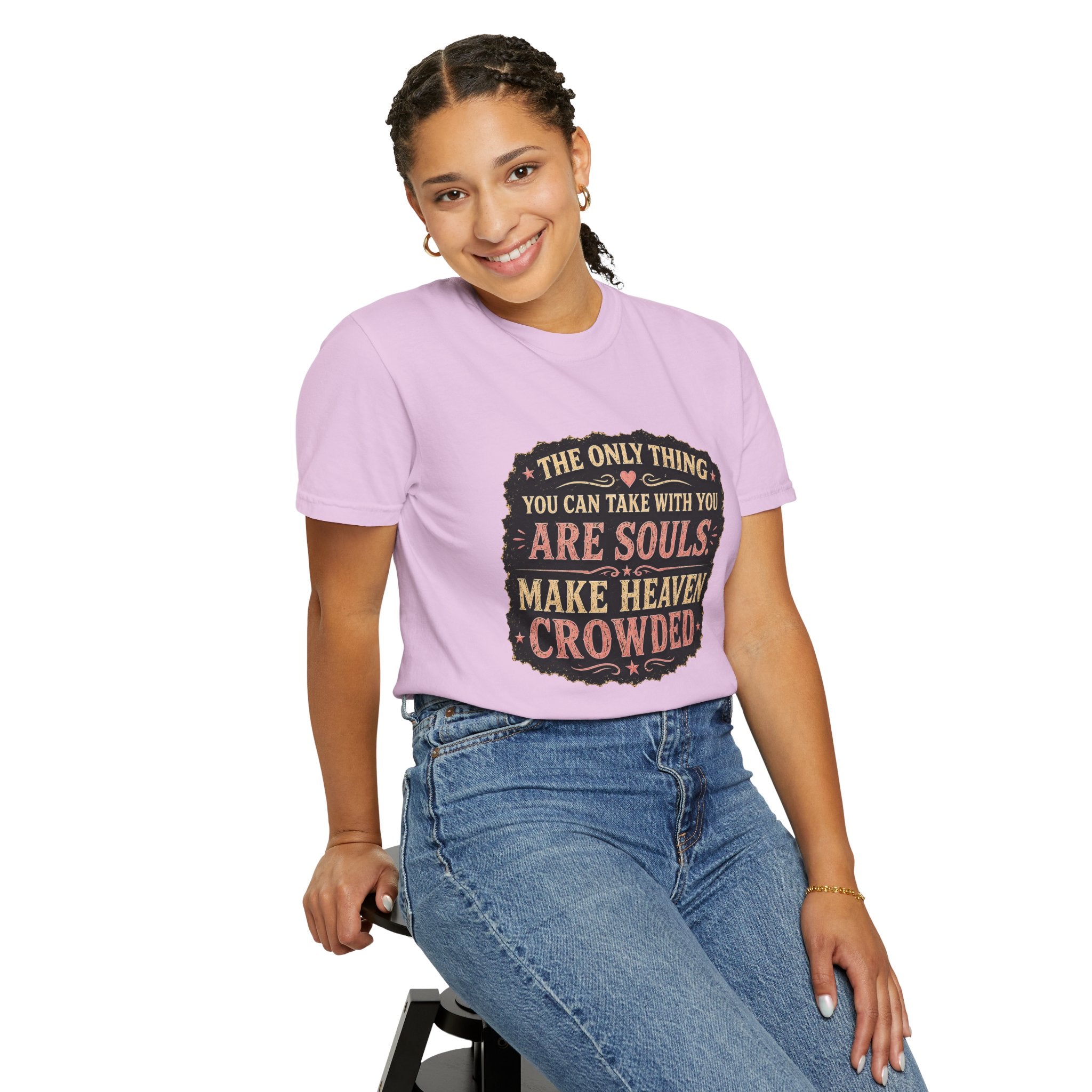 Chick-Shirts — “Make Heaven Crowded” Cross and Dove Inspirational Tee