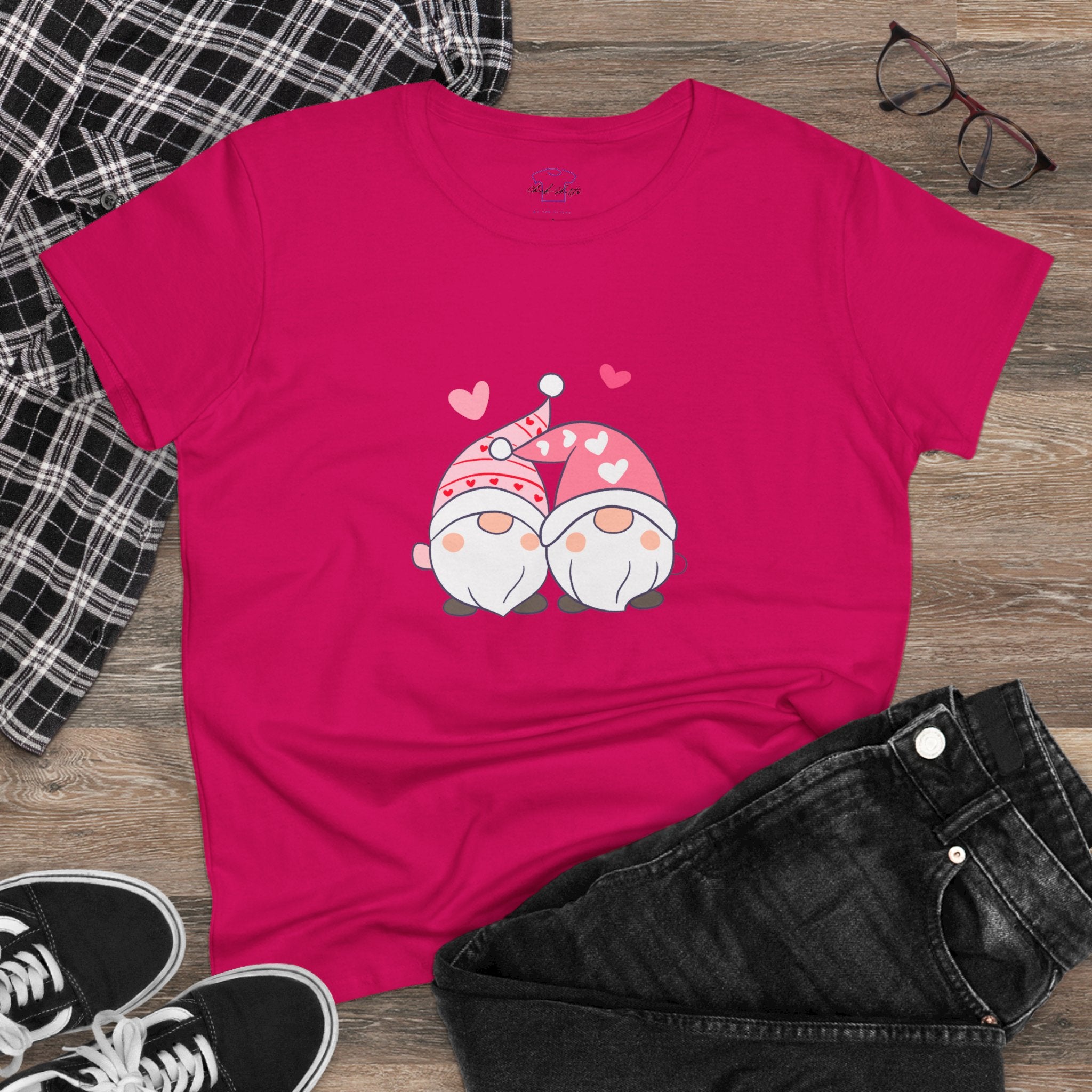 Gnome Couple Love ~ Women's Midweight Cotton Tee