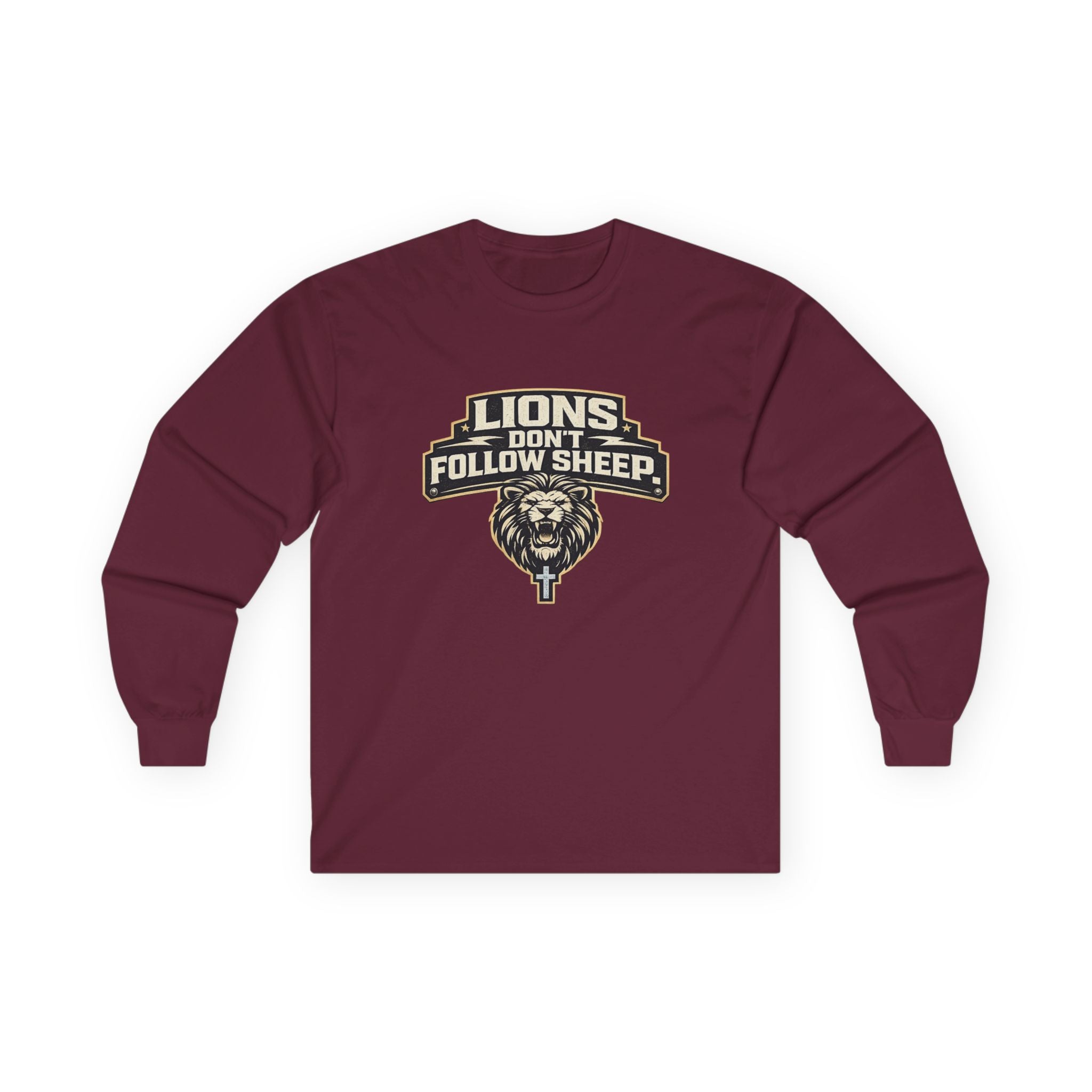Dude-Shirts ~ LIONS DON'T FOLLOW SHEEP Long Sleeve Graphic Tee