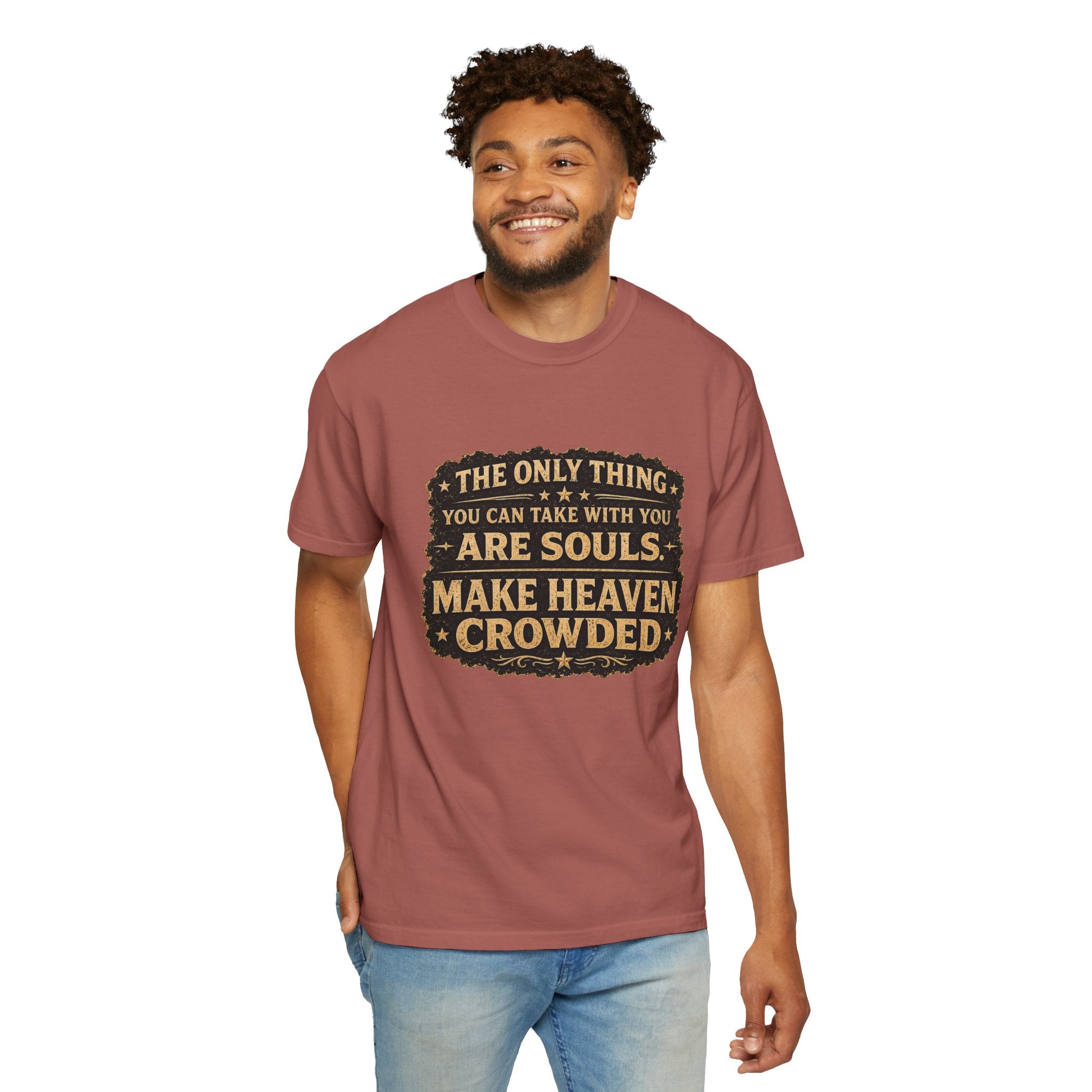 Dude-Shirts — “Make Heaven Crowded” Cross & Dove Inspirational Tee