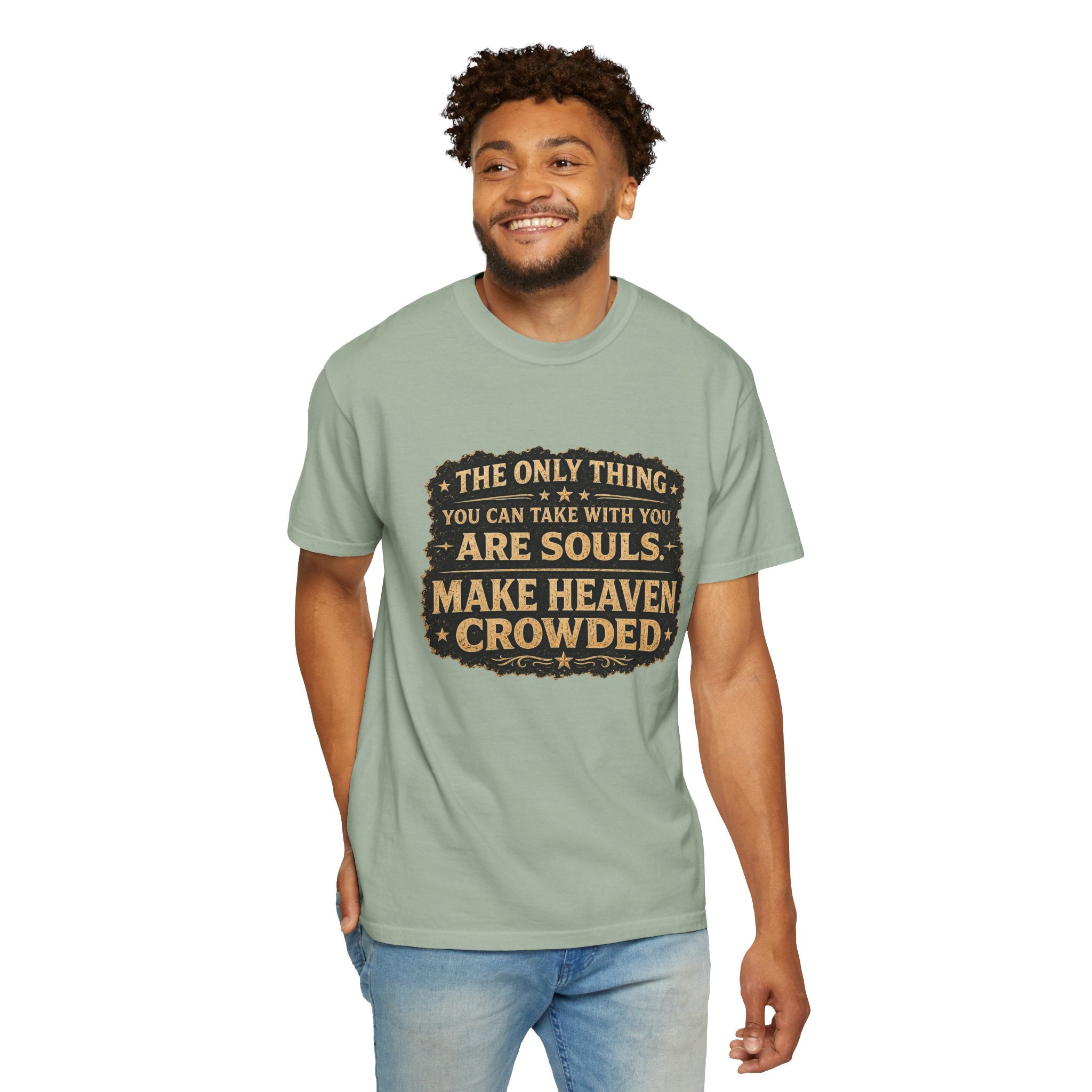 Dude-Shirts — “Make Heaven Crowded” Cross & Dove Inspirational Tee