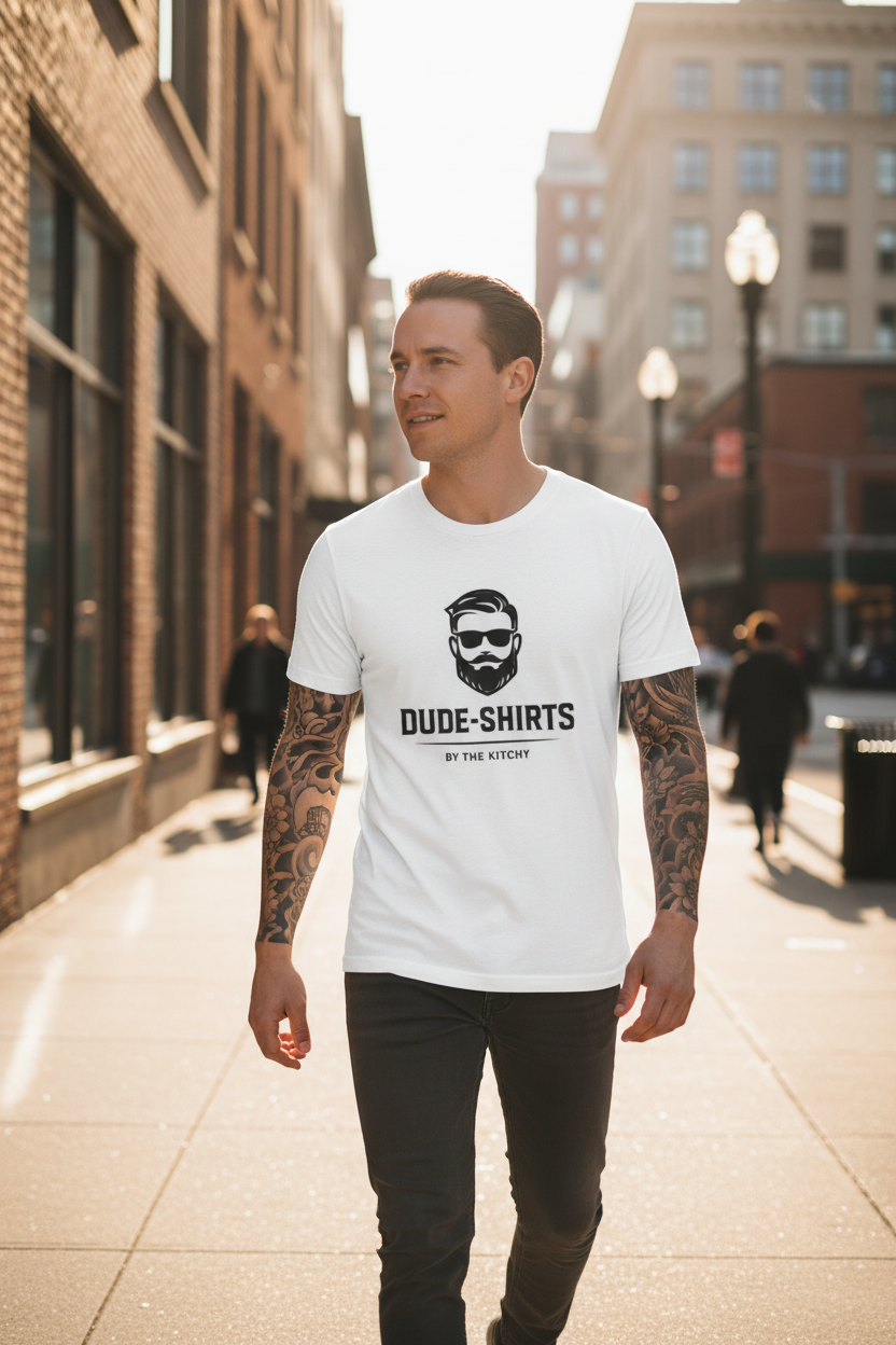 Dude-Shirts Logo Tee - Tattooed Man City Street