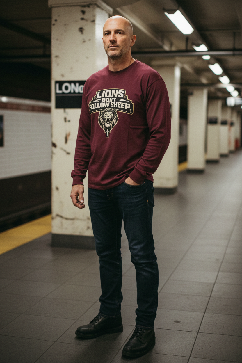 LIONS DON'T FOLLOW SHEEP Maroon Subway Lifestyle