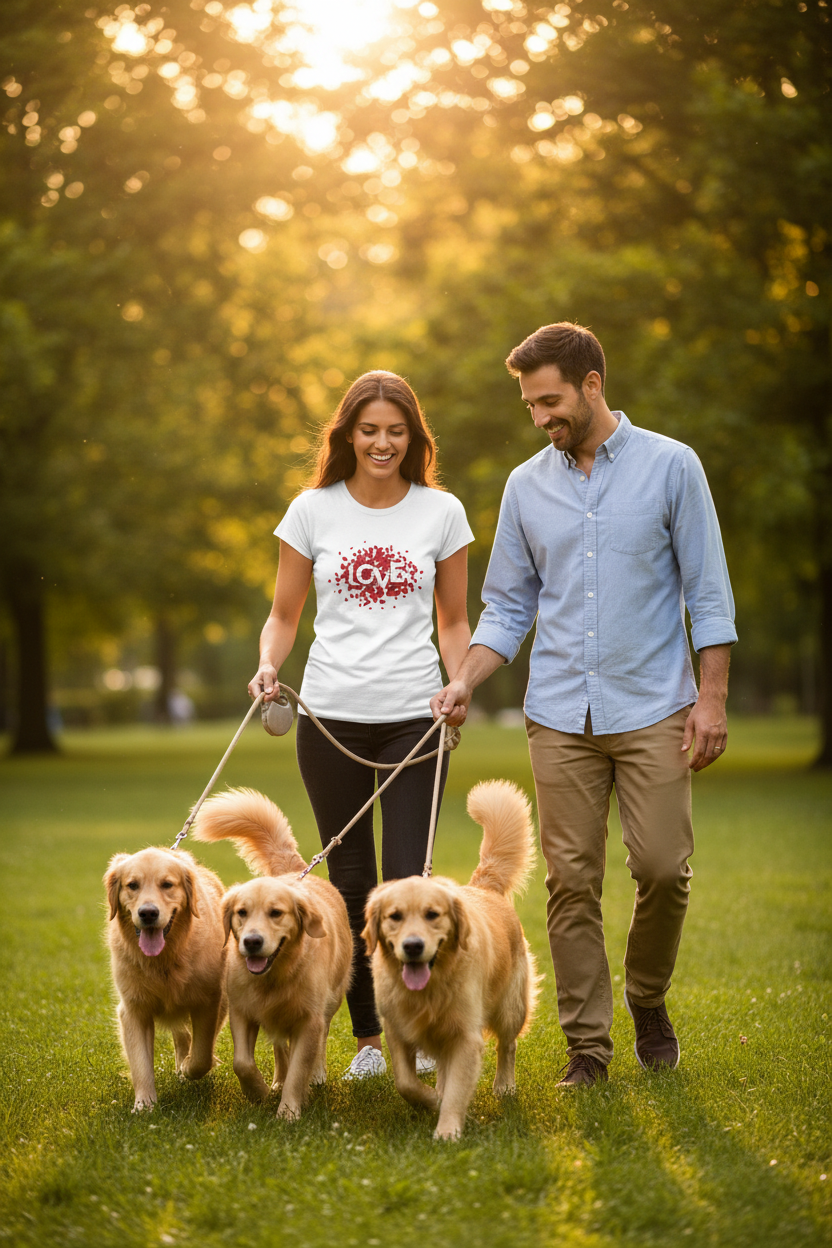 LOVE Tee - White Variant Dog Walk Lifestyle