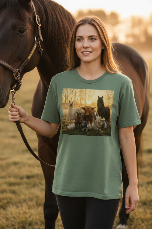 The Usual Suspects Farm Tee — Sage Lifestyle Close-Up